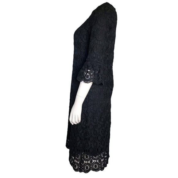 Roolee Dress Womens Size S Small Solid All Black Crochet Lace Overlay Zip Up - Picture 2 of 8